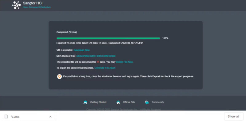 huong dan export virtual machine sangfor hci