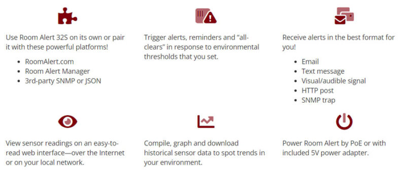 Monitoring AVTECH Room Alert 32S RA32S-RPD-RAS Các tính năng AVTECH Room Alert 32S RA32S-RPD-RAS