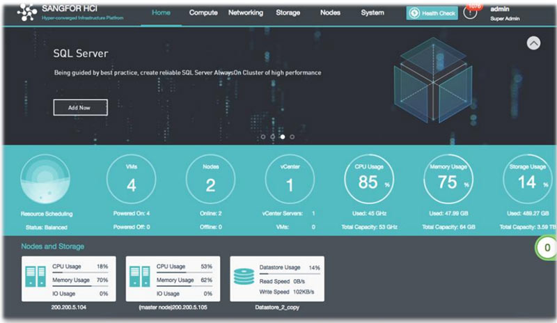 Nền tảng quản lý đi kèm mặc định trên Sangfor HCI