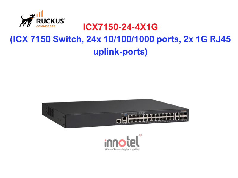ICX 7150 Switch, 24x 10/100/1000 ports, 2x 1G RJ45 uplink-ports ICX7150-24-4X1G