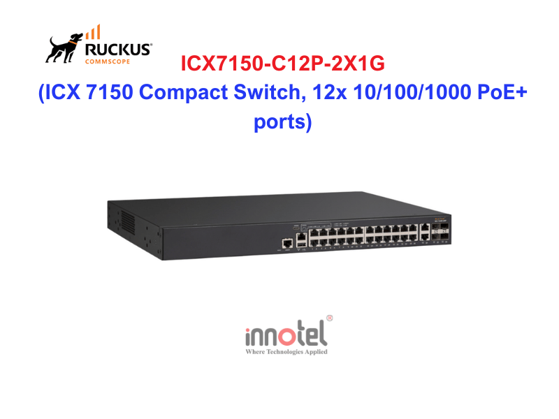 ICX 7150 Switch, 24x 10/100/1000 PoE+ ports, 2x 1G RJ45 uplink-ports ICX7150-C12P-2X1G