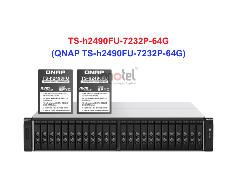 QNAP TS-h2490FU-7232P-64G - Thiết Bị Lưu trữ NAS QNAP TS-h2490FU-7232P-64G
