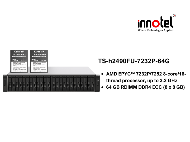 QNAP TS-h2490FU-7232P-64G - Thiết Bị Lưu trữ NAS QNAP TS-h2490FU-7232P-64G