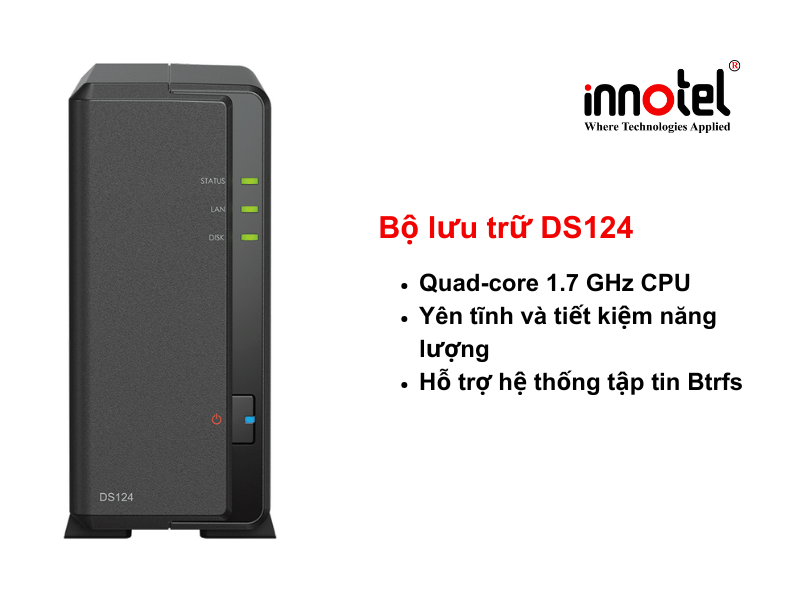Synology DS124 - Thiết bị lưu trữ SAN/NAS DiskStation DS124 Tower Storage