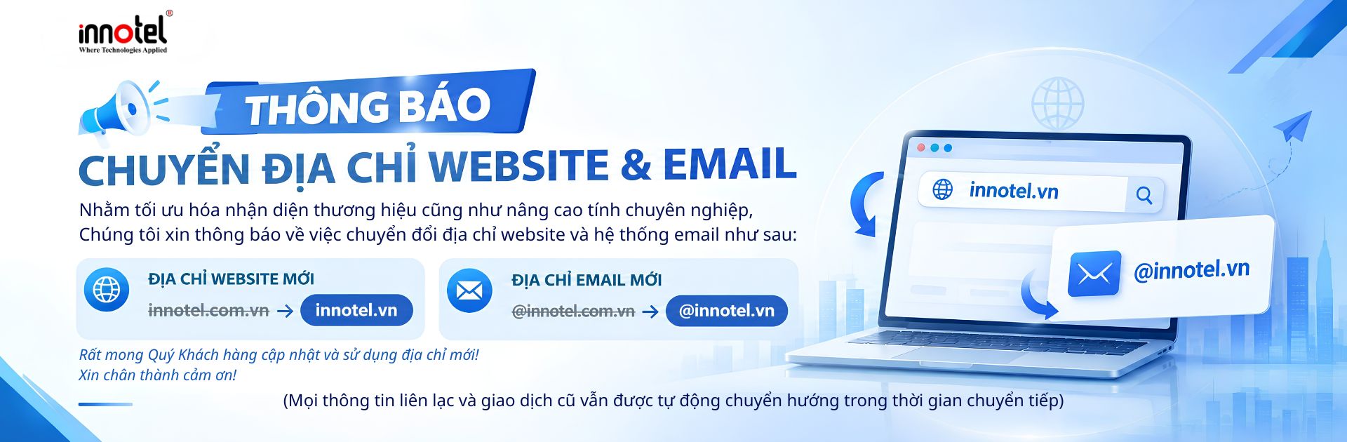 Thong bao chuyen dia chi website va email innotel